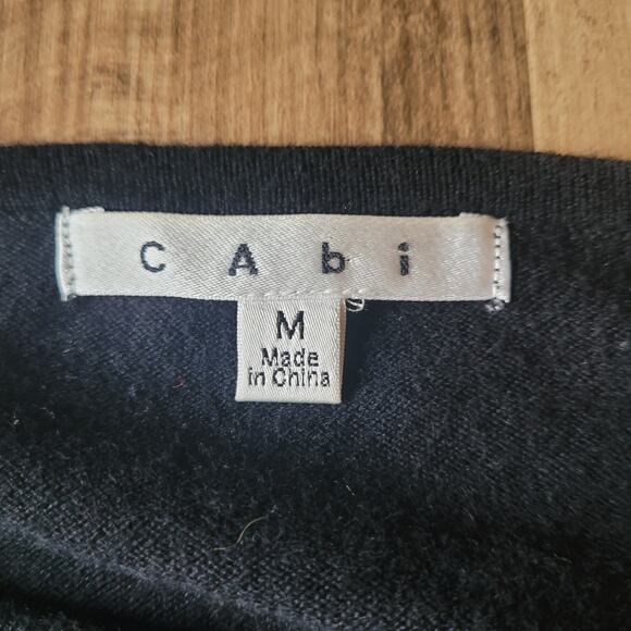 CAbi 172 Black Fringe Tuxedo Cardigan M Cotton Cashmere Quietlux Layering Piece - Picture 6 of 9